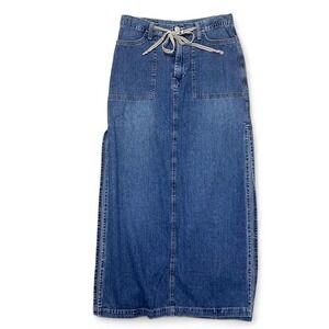 Vintage Lucky Brand Dungarees Denim Maxi Skirt Size 4/27 Western Boho Tie Waist